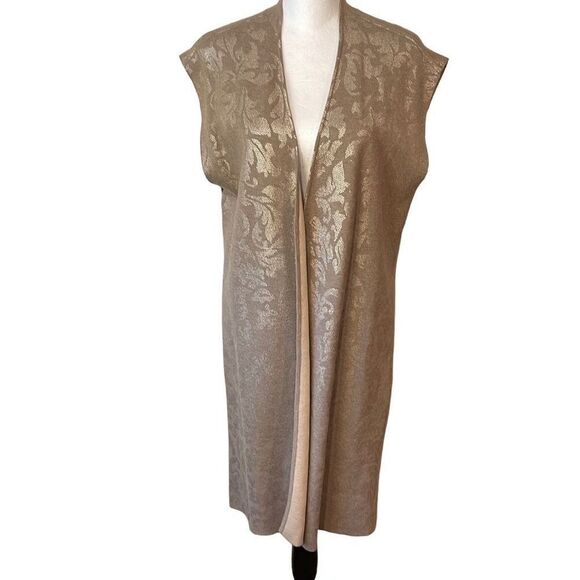 Chicos Sleeveless Reversible Duster. Beige/Gold. Size 2. - Picture 1 of 10